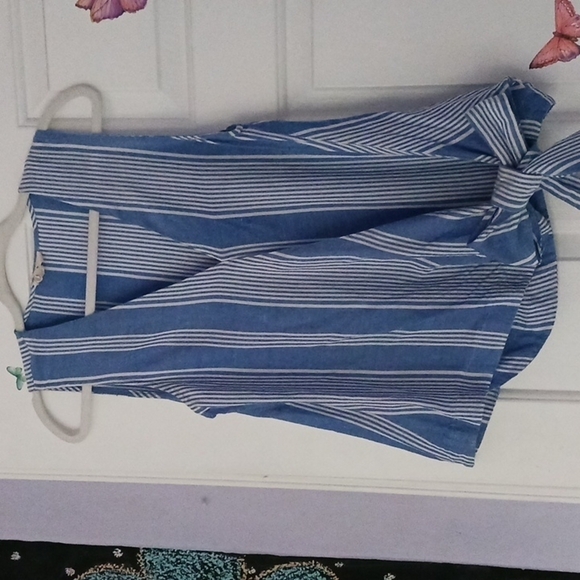 ENTRO Vertical Blie and White Striped Tank - Picture 4 of 6